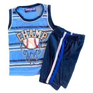 Coney Island Champ Sleeveless Tank Short Set Size 12mos